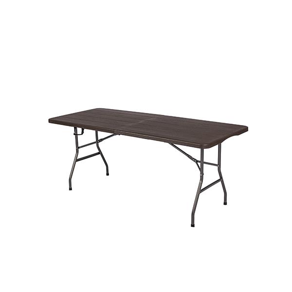 MESA PLEGABLE POLIETILENO MARRON 180X74X74