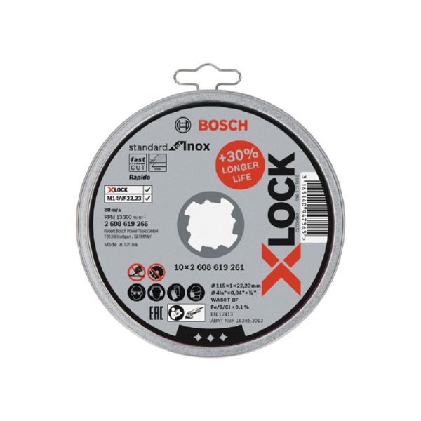 DISCO X-LOCK STANDARD FOR INOX 125X1 LATA 10U BOSCH